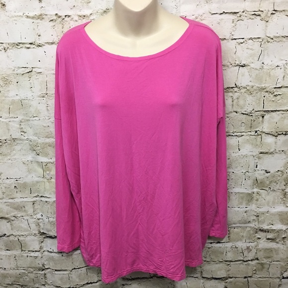 🌻 Piko Pink Bamboo Oversized Boat Neck Top H40 - Picture 2 of 6